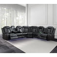 thumbnail image 1 of Power Recliner Sofa Sectional Couches with LED Light for Living Room,Leather Reclining Corner Sectional Sofa with 2 Recliner Seats,Cup Holder,Storage Console for Home Theater Seating, Black, 1 of 6