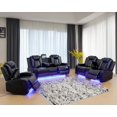 thumbnail image 1 of Power Recliner Sofa Set with LED, Breathing Leather Living Room Furniture, Reclining Leather Sofa with USB Ports/Cup Holders/Armrest Storage (3 Pieces Couch Set, Black), 1 of 5