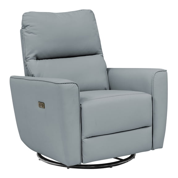 Power Recliner Swivel Glider Chair – Faux Leather Rocker Sofa, Adjustable Footrest, Built-in Charging Port for Living Room Nursery Lounge