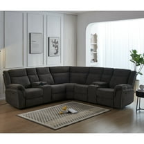 Power Reclining Sectional Recliner,Fabric Reclining Sectional Couch Sofa Electric Sectional Recliner USB Port, Cup Holder, Storage Console For Living Room