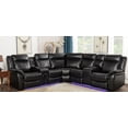 thumbnail image 1 of Power Reclining Sectional Sofa with Bluetooth Speakers, Gel Leather Leather Upholstery, Modern Design for Living Room Comfort and Entertainment (Black, Without Massage), 1 of 7