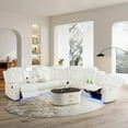 thumbnail image 1 of Power Reclining Sectional Sofa, Living Room Furniture Set with USB Chargers and Storage Console, Leather Recliner Sofa for Living Room/Apartment/Office/Home Theather (Creamy White), 1 of 5