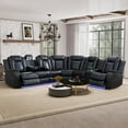 thumbnail image 1 of Power Reclining Sectional Sofa, Living Room Furniture Set with USB Chargers and Storage Console, Leather Recliner Sofa for Living Room/Apartment/Office/Home Theather (Black), 1 of 6