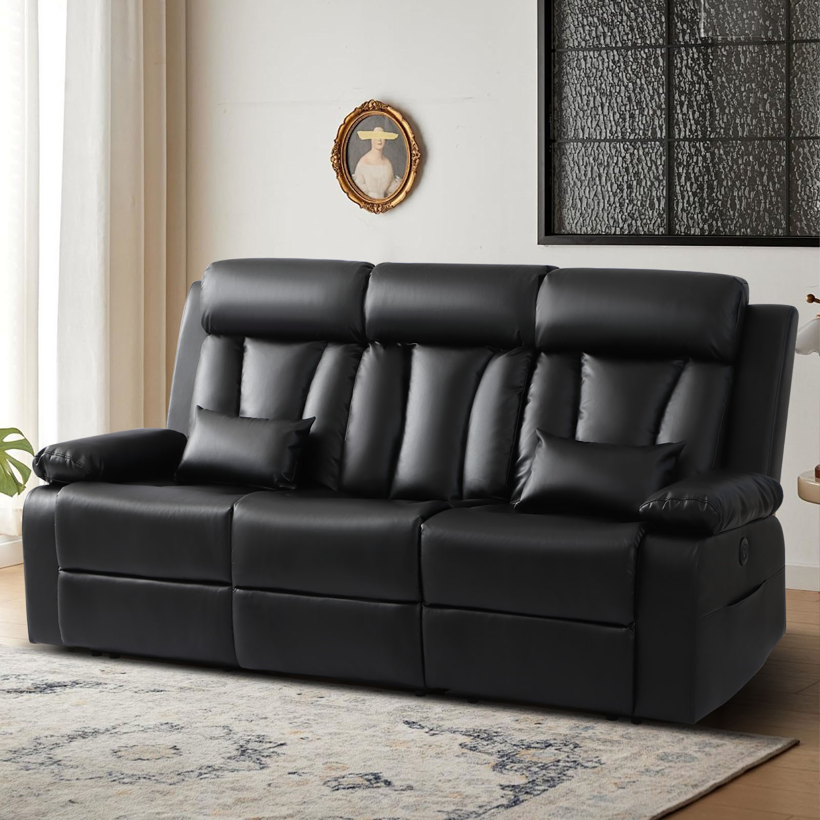 Power Reclining Sofa with Drop Down Table, Electric Reclining Couch ...
