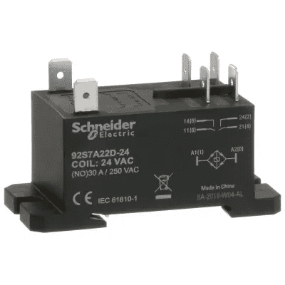 Power Relay, 24 VAC Coil, DPST-NO, Flange / DIN Rail Mount