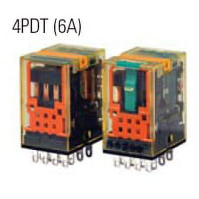 Power Relay, 4PDT, 220 VAC, 6 A, RU Series, Socket, Non Latching