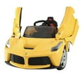 thumbnail image 1 of Power Ride Ferrari LA Toy Car 12V Battery LED Hot WHeels MP3 Assembly Yellow, 1 of 2