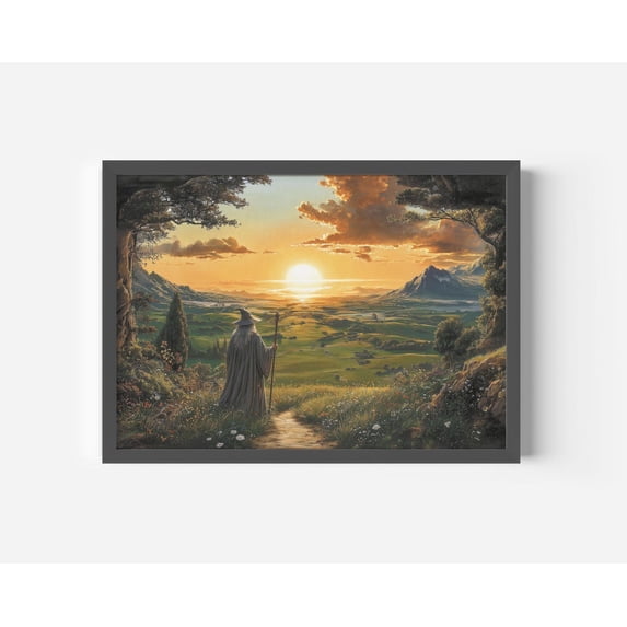 Power Ring Wizard Fantasy Fellowship Landscape Sunset Wall Art, Living ...
