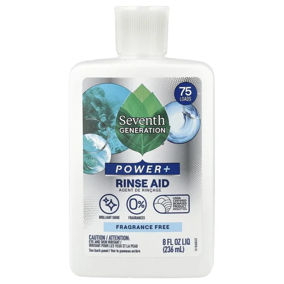 Power+, Rinse Aid, Fragrance Free , 75 Loads, 8 fl oz (236 ml)