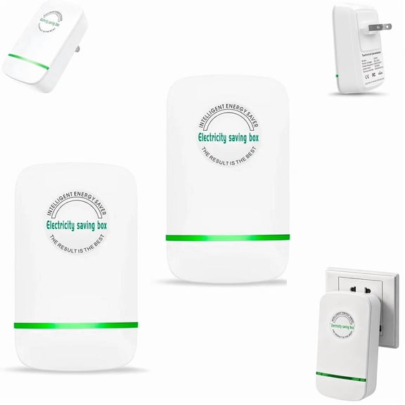 Power Saver Plug with Voltage Stabilizer and Surge Protection, Compact Plug-In Energy Management Device for Home Office, 90V-250V(2 Pcs)