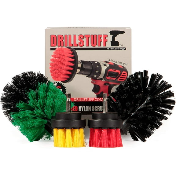 Drillbrush Power Scrubbing Brushes Attachment Set - Shower Cleaning Brush for Drill - Kitchen Stove/Oven/Sink Scrubber - Safe BBQ Grill Cleaning