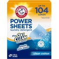 thumbnail image 1 of Power Sheets Laundry Detergent Plus Stain Fighters, Clean Cotton Scent, 52 Count, 104 Medium Loads, 1 of 5