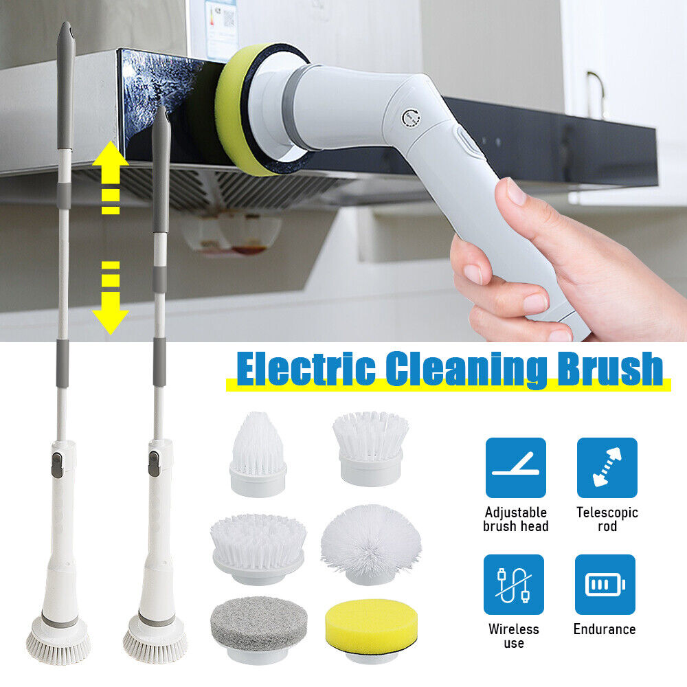 Power Shower Scrubber with 6 interchangeable brush heads and adjustable