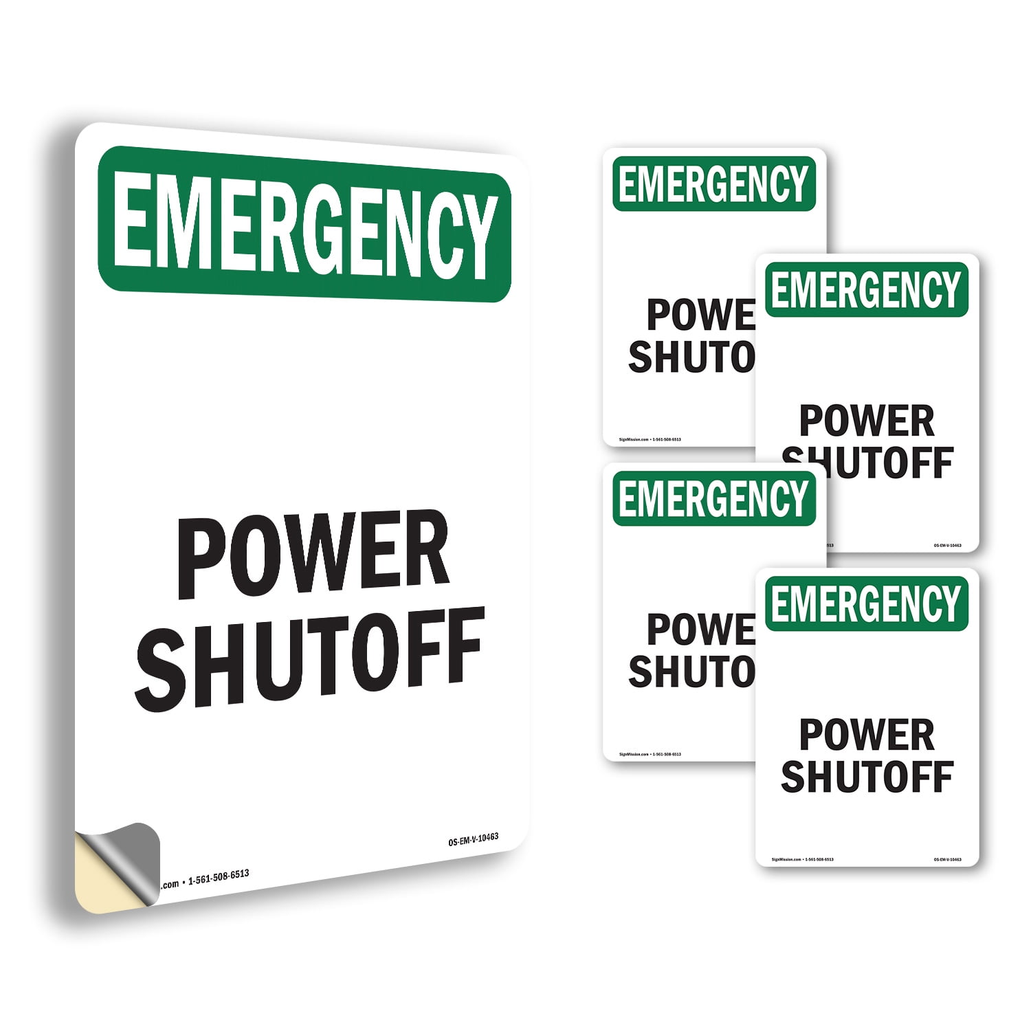 Power Shutoff OSHA Emergency Vinyl Decal Label 14 Inch x 10 Inch - 5 ...