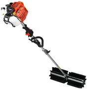 Power Snow Sweeper Brush Machine, 52cc Gasoline Walk-Behind Power Broom for Artificial Lawn Dirt Debris, 24