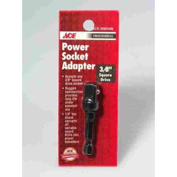 Ace Power Socket Adapter 3/8 Drive X 1/4 Shank