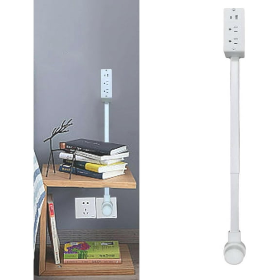 Power Socket Expander Stick, Electrical Outlet Extender, Electrical Outlet Extender Stick for Hard to Reach Spaces! Features USB-A, USB-C, and 2 AC Outlets, Extends 22"-34", Rotates 180