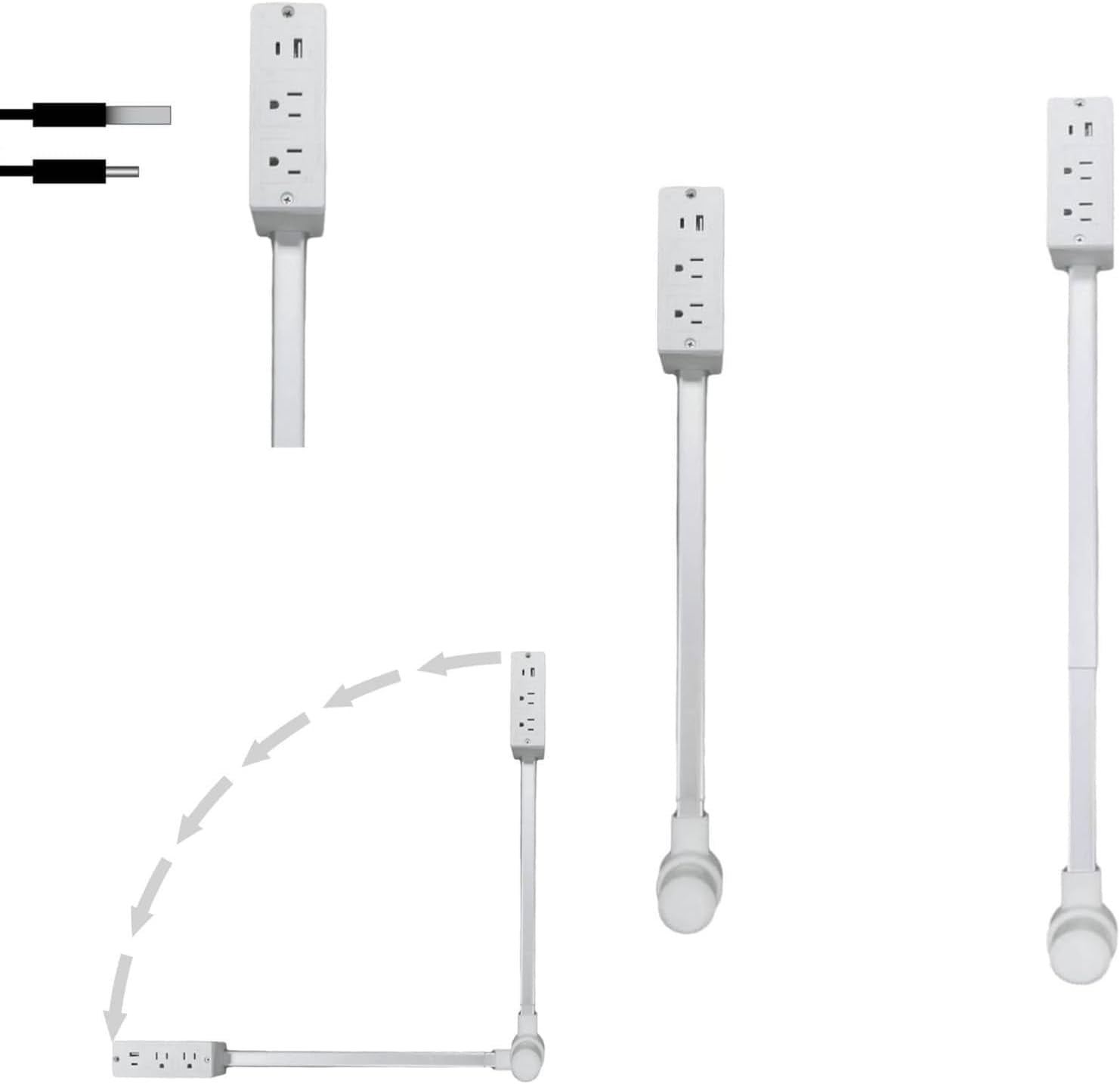 Power Socket Extender, Extendable Wall Socket, 180° Swivelling Socket ...