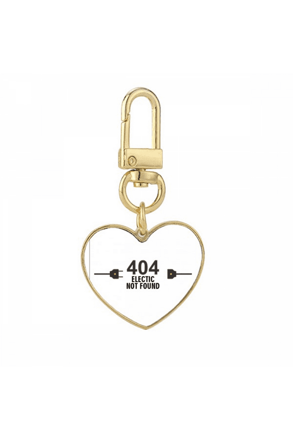 Power Socket Plug Art Deco Fashion Gold Heart Keychain Metal Keyring Holder