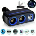 thumbnail image 1 of Power Socket Splitter Charger Adapter Black Car Cigarette Lighter DC 12V, 1 of 10