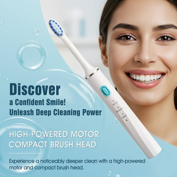 Power Sonic Electric Toothbrush, Deep Clean, Travel, Compact Head, with 90-Day Trial