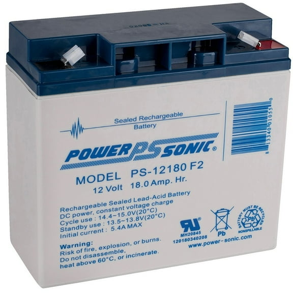 "Power Sonic PS-12180 12V 18Ah Lead Acid Battery F2 Terminal"