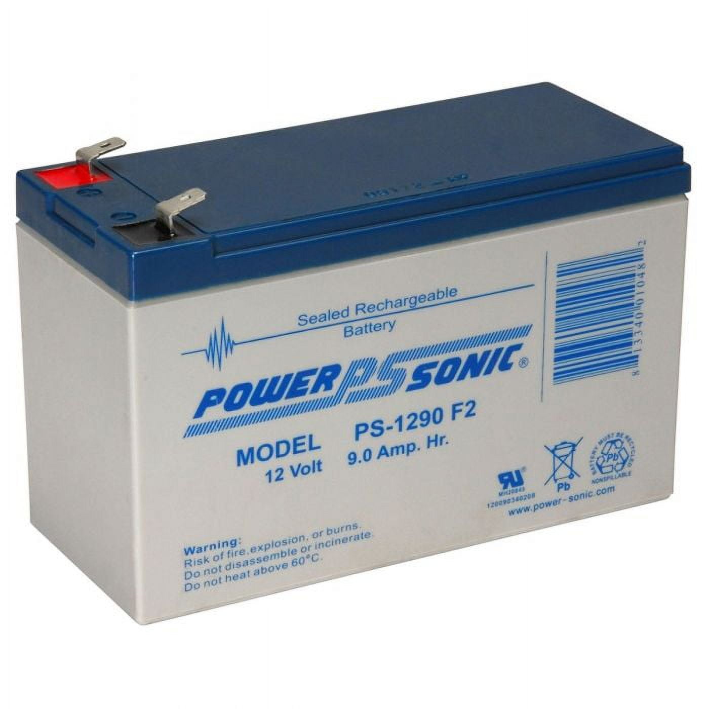 Power-sonic Lead Acid Battery, F2, 9 Amp Hour