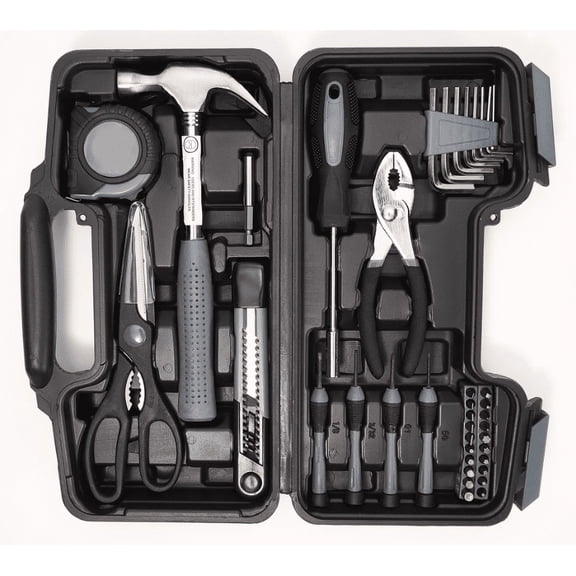 Power Source 39-piece Tool Set with Storage Case for DIY Home Improvement Great Gifts for Men, Dad, Gadgets for men (Graphite Gray)