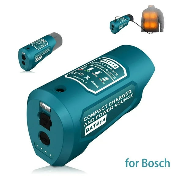 Power Source Replacement for Bosch 10.8V/12V Battery , USB Port & DC 12V Outlet Portable Heated Jacket Battery Adapter