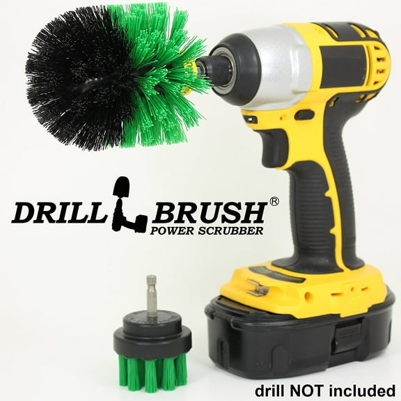 Power Spinning Bath, Tile and Grout Brush with Compact Shower Track Brush by Drillbrush
