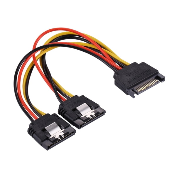 Power Splitter Cable SSD Hard Drive Power Cable 15 Pin Male to 2 x Female Power Y-Splitter Extension Cable
