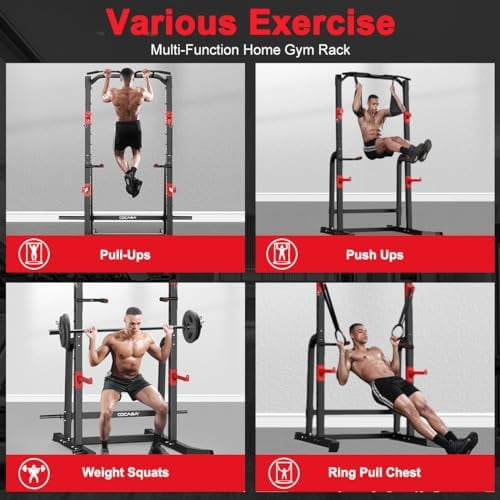 Power Squat Rack Cage, Adjustable Power Cage, Multi-Function Power ...