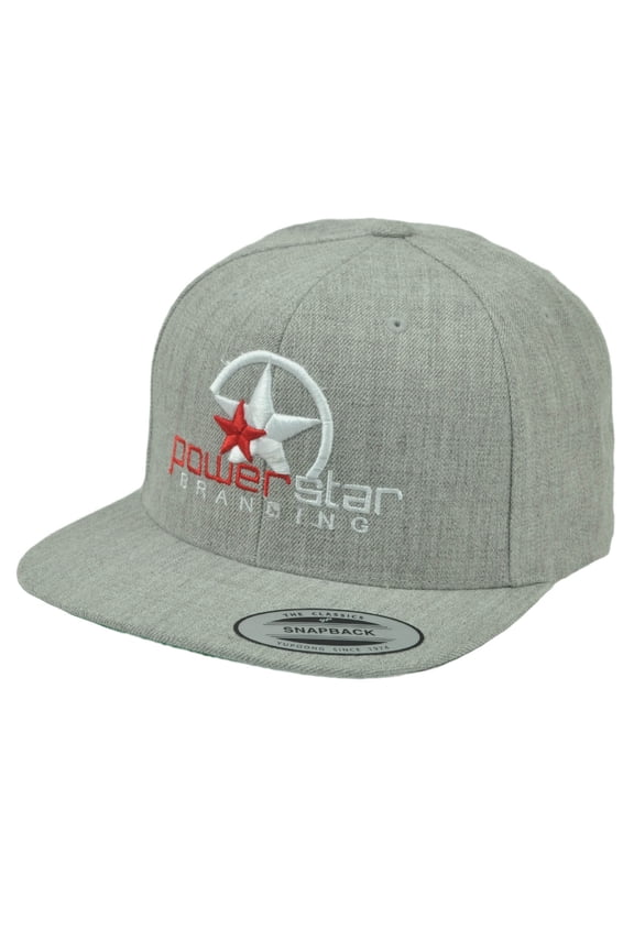 Power Star Branding Logo PBS Flat Bill Snapback Hat Cap Gray Headgear Sports