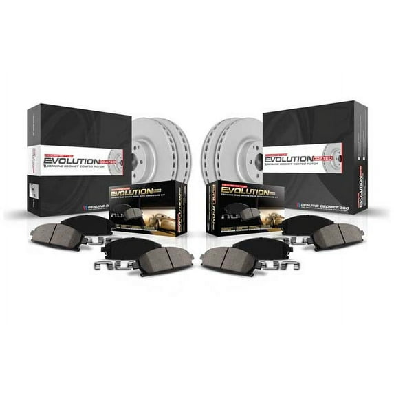 PowerStop Front and Rear Geomet Coated Brake Rotor and Pad Kit Fits: SUBARU Select Models CRK5830