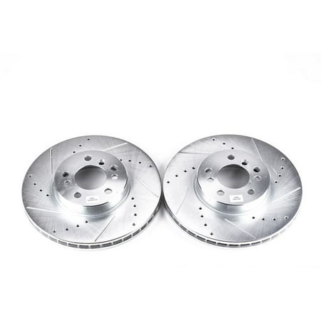 Power Stop Front Pair of Drilled and Slotted Brake Rotors EBR632XPR