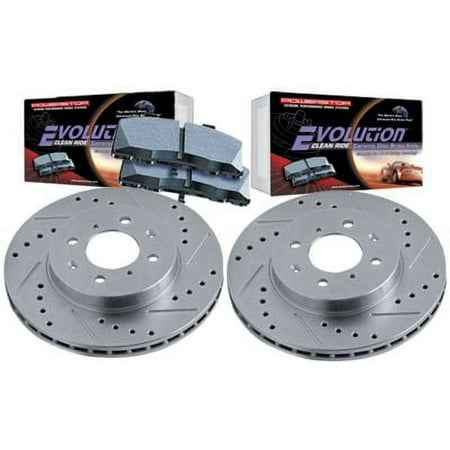 Power Stop Front Brake Kit with Drilled & Slotted Rotors and Ceramic Brake Pads K3065