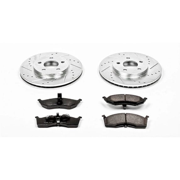 PowerStop Front Z23 Evolution Sport Carbon-Fiber Ceramic Brake Pad and Drilled & Slotted Rotor Kit Fits: DODGE PLYMOUTH Select Models K3143