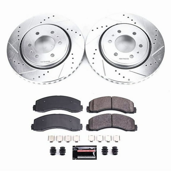 PowerStop Front Z23 Evolution Sport Carbon-Fiber Ceramic Brake Pad and Drilled & Slotted Rotor Kit Fits: FORD LINCOLN Select Models K3167
