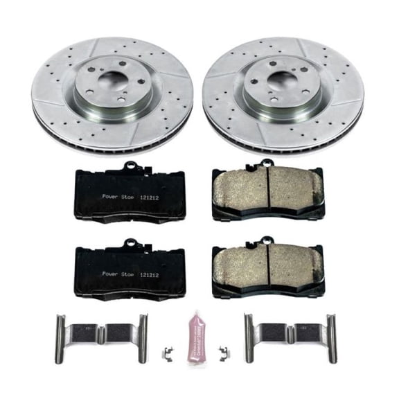 PowerStop Front Z23 Evolution Sport Carbon-Fiber Ceramic Brake Pad and Drilled & Slotted Rotor Kit Fits: LEXUS Select Models K6355