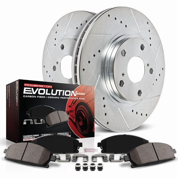 Power Stop Front Ceramic Brake Pad and Drilled & Slotted Rotor Kit K8635