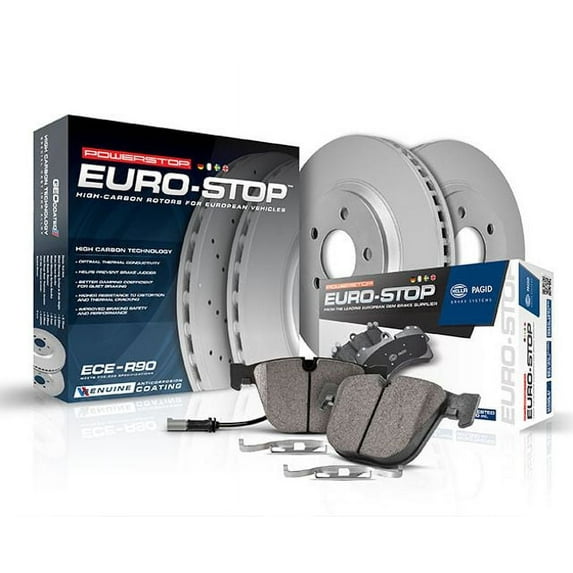 Power Stop Front Euro-Stop ECE-R90 Certified Brake Pad and Rotor Kit ESK5111