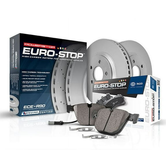 Power Stop Front Euro-Stop ECE-R90 Certified Brake Pad and Rotor Kit ESK978