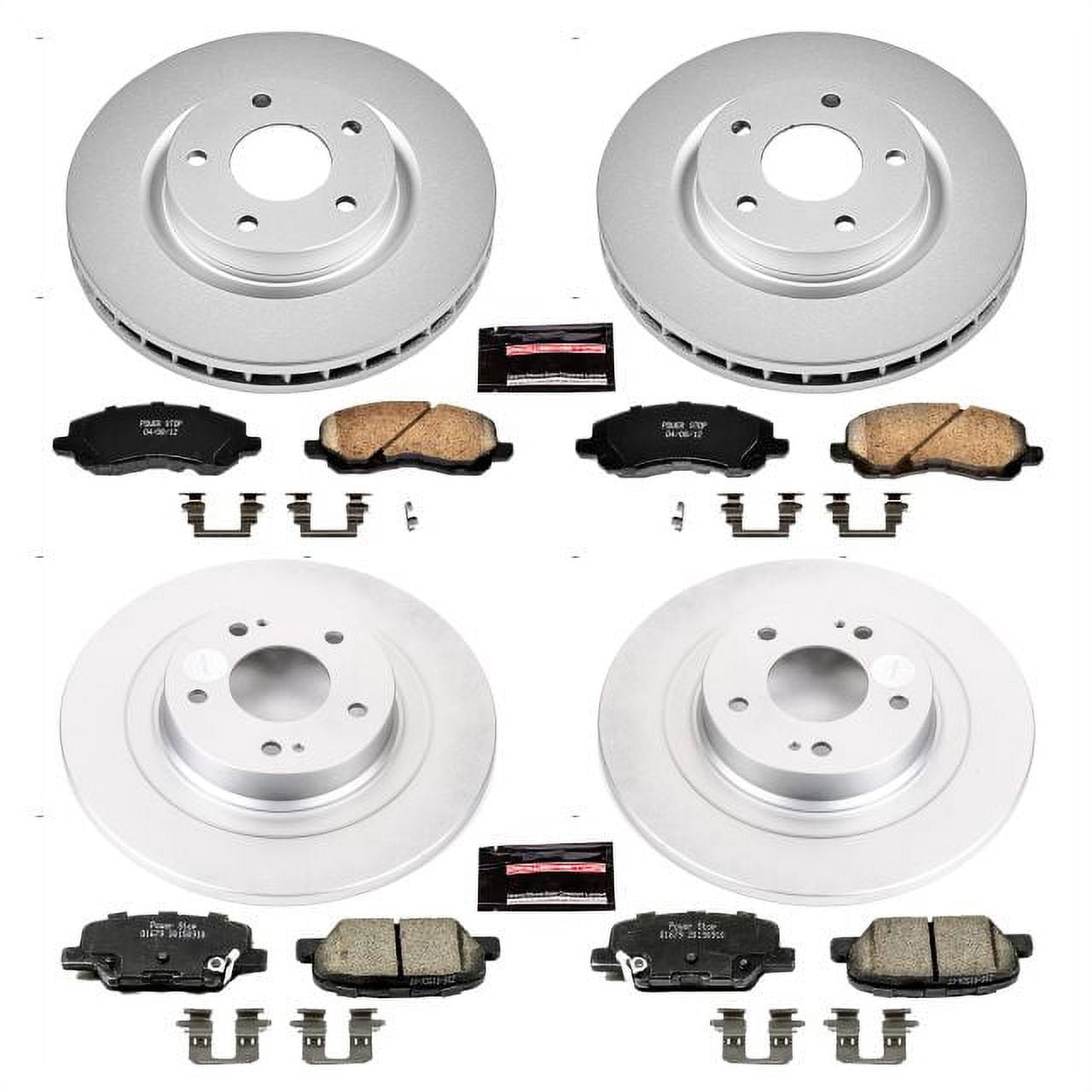 PowerStop Front and Rear Geomet Coated Brake Rotor and Pad Kit Fits: MITSUBISHI Select Models CRK6796