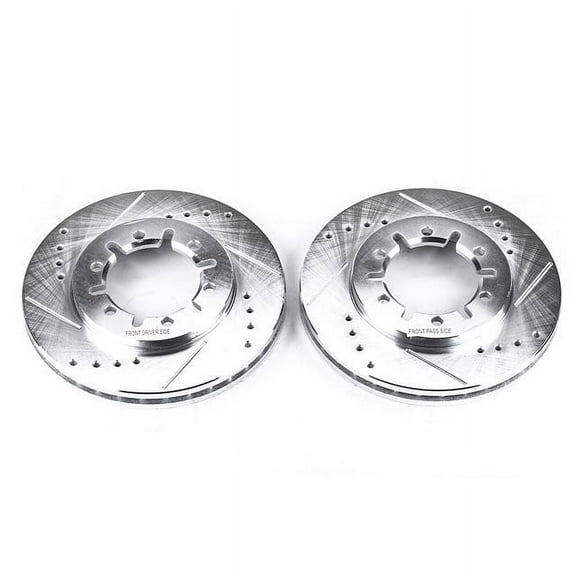 Power Stop Front Pair of Drilled and Slotted Brake Rotors JBR915XPR Fits 2000 Nissan Frontier
