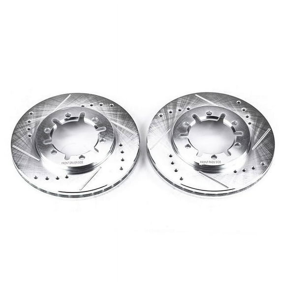 Power Stop Front Pair of Drilled and Slotted Brake Rotors JBR915XPR Fits 2000 Nissan Frontier