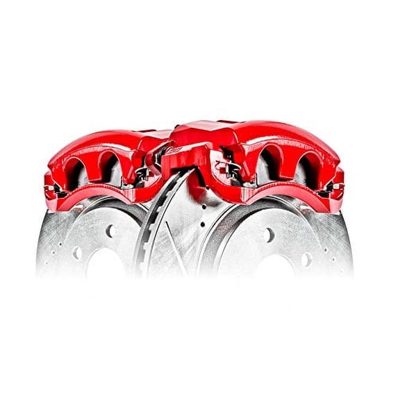 Power Stop Front Pair of Red Powder Coated Calipers S4356