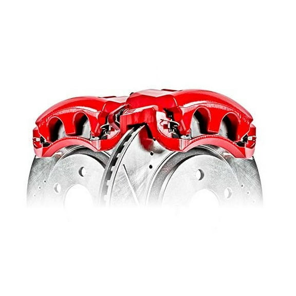 Power Stop Front Pair of Red Powder Coated Calipers S4356