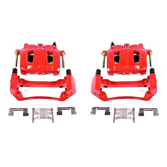 Power Stop Front Pair of Red Powder Coated Calipers S4750