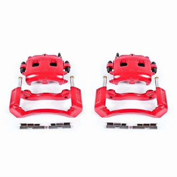 Power Stop Front Pair of Red Powder Coated Calipers S4832