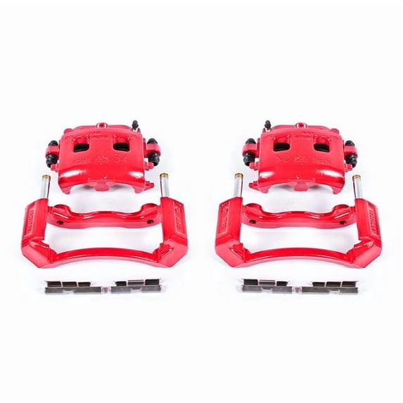 Power Stop Front Pair of Red Powder Coated Calipers S4832